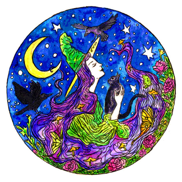 Purple Witch Moon of Halloween