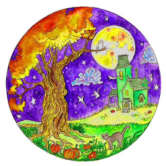 Haunted House with Cat of Halloween